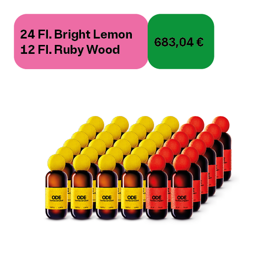 24 × Bright Lemon | 18,5 % Vol. | 0,5 L  + 12 × Ruby Wood | 18,5 % Vol. | 0,5 L
