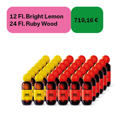 12 × Bright Lemon | 18,5 % Vol. | 0,5 L  + 24 × Ruby Wood | 18,5 % Vol. | 0,5 L