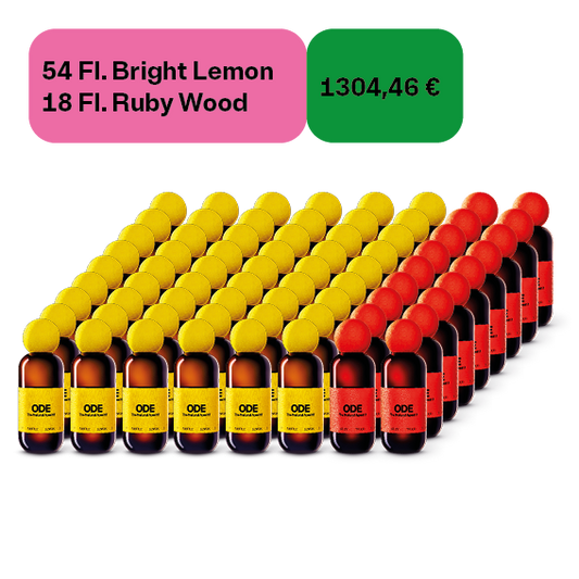 54 × Bright Lemon | 18,5 % Vol. | 0,5 L  + 18 × Ruby Wood | 18,5 % Vol. | 0,5 L